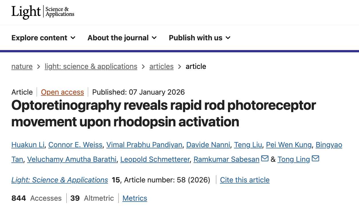 新型视网膜成像技术实现活体视杆细胞功能直接测量